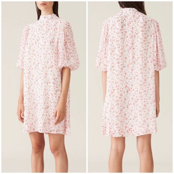 NWT GANNI Georgette Mini Dress Size 36 - Picture 1 of 10